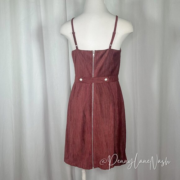 Sugar + Lips High Neck Corduroy Mini Dress Red - Picture 7 of 10